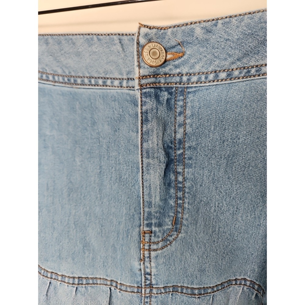 Cato Tiered Jean Skirt 24W Chambray Prairie Country Boho Cotton Stretch Midi - Picture 3 of 11